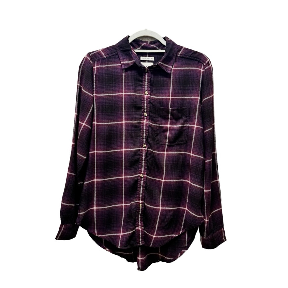 American Eagle Women Ahh-mazingly Soft Flannel Boyfriend Fit Plaid Shirt/Shacket